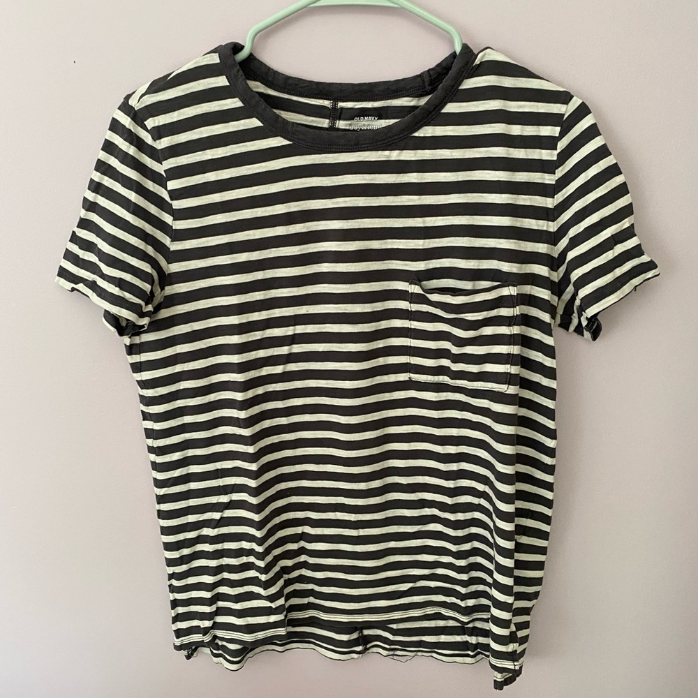 Gray & White Striped Boyfriend Tee